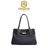 【ZENDAR】台灣總代理 限量1折 頂級小牛皮肩背包 安傑拉系列 全新專櫃展示品 黑色