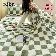 【jbn】復古方格棉柔北極雪絨毯/萬用保暖空調毯-70x100cm- 抹茶綠
