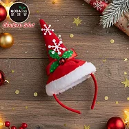 摩達客-雪花綠葉紅尖帽聖誕髮箍-耶誕派對交換禮物