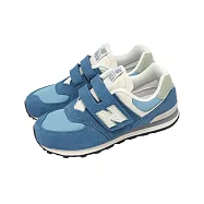 New Balance NB 休閒鞋 574 寬楦 中童 小朋友 藍 白 魔鬼氈 復古 麂皮 紐巴倫 PV574BLE-W 21cm BLUE/WHITE