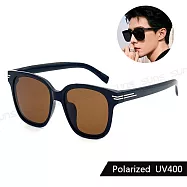 【SUNS】時尚線條感方框偏光太陽眼鏡 TR90偏光墨鏡 大框顯小臉 輕量/防眩光/抗UV400 S2332 墨茶棕