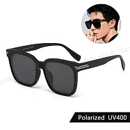 【SUNS】時尚線條感方框偏光太陽眼鏡 TR90偏光墨鏡 大框顯小臉 輕量/防眩光/抗UV400 S2332 極夜黑