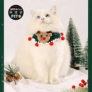 摩達客寵物-聖誕麋鹿風深綠編織領巾圍巾圍脖圍兜兜-多尺寸可選-耶誕派對裝扮_中小型貓狗適用 XS