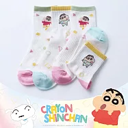 【ONEDER 旺達】蠟筆小新系列中筒襪 野原新之助羅紋長襪 台灣製棉襪女襪- 拚色款小新 SC-A324