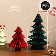 摩達客人氣環保折疊蜂窩紙聖誕樹質感2入組_一大一小組_耶誕派對佈置擺飾首選 紅色20cm+綠色30cm