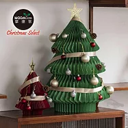 摩達客-十八紙環保折疊聖誕樹雙子裝飾套組_三款可選_含一大一小聖誕樹套組+含裝飾品 雙子組綠色大號+紅色小號