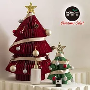 摩達客-十八紙環保折疊聖誕樹雙子裝飾套組_三款可選_含一大一小聖誕樹套組+含裝飾品 雙子組紅色大號+綠色小號