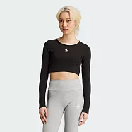 ADIDAS ESS CROP LS 短版 女 長袖上衣-IW5725 M 黑色