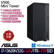 ★全面升級★ASUS 華碩 H-V500MV-13620H142WD 桌上型電腦 (i7-13620H/32G+32G/1TB+1TB/RTX3050/W11/3年保)