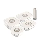 Keep Fresh真空玻璃保鮮盒 5件超值組合 真空保鮮盒 禮盒 新年禮盒 超值五件組(內含手動真空抽氣機)