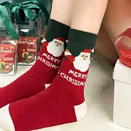 【HandStyle】女襪 聖誕經典紅綠配色復古元素暖襪(82025) _聖誕老人