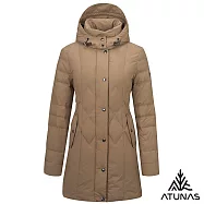 【ATUNAS 歐都納】女款保暖HEAT CORE蓄熱保暖中長版羽絨外套A1GA2532W- L 卡其