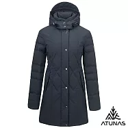 【ATUNAS 歐都納】女款保暖HEAT CORE蓄熱保暖中長版羽絨外套A1GA2532W- L 藍黑