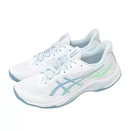 Asics 排球鞋 Netburner Ballistic FF 4 男女鞋 藍 羽排鞋 室內運動 亞瑟士 1053A070102 26cm WHITE/SABA BLUE