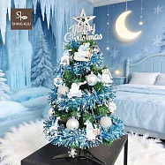 心可樂活-2尺60cm小美好套裝聖誕樹+5號藍白聖誕老公公彩繪木片飾品組_不含燈款