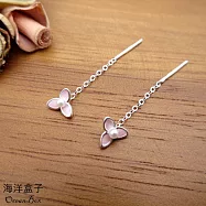 ☆&sect;海洋盒子&sect;☆粉色三葉草S999純銀垂鍊式耳環
