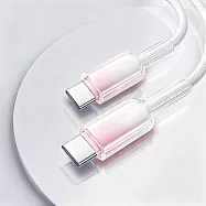 樂樂冰晶頭PD60W快充線 1入組1年保固 Type-C to Type-C 彩色编織充電線 1m/灰白粉