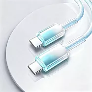 樂樂冰晶頭PD60W快充線 1入組1年保固 Type-C to Type-C 彩色编織充電線 1.5m/漸變藍