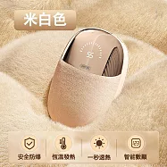 毛絨雙面暖手寶 恆溫速熱暖暖包 (手握式暖手蛋 防爆安全 3秒速熱) 米白色