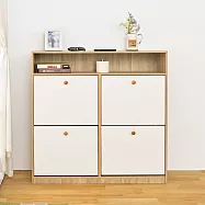 【H&R安室家】四格翻門收納鞋櫃 玄關鞋櫃 SHF39(收納架/置物櫃/收納鞋櫃)