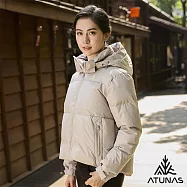 【ATUNAS 歐都納】女款HEAT CORE蓄熱保暖羽絨外套/短版連帽外套/麵包服外套A1GA2528W- L 灰卡