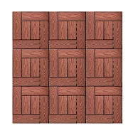 【Meric Garden】環保防水防腐拼接塑木地板36入/組_19款任選 L型仿實木紅木色