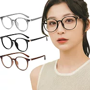 【ALEGANT】自然風尚TR90輕量圓框親膚霧面鏡腳UV400濾藍光眼鏡 墨石黑