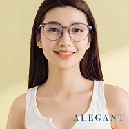【ALEGANT】自然風尚TR90輕量圓框親膚霧面鏡腳UV400濾藍光眼鏡 冰湖灰