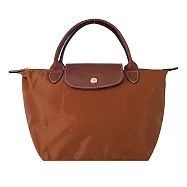 LONGCHAMP LE PLIAGE系列短把再生尼龍摺疊水餃包(小) 白蘭地酒