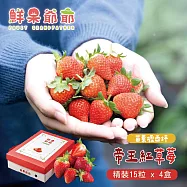 【鮮果爺爺】苗栗壢西坪精裝15粒帝王紅草莓禮盒x4盒(360g/盒_產銷履歷驗證) 下單7個工作天內出貨