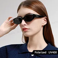 【SUNS】時尚精品貓眼太陽眼鏡 高品質TR90偏光墨鏡 流行明星款 防眩光/抗UV400 S2337 亮黑色