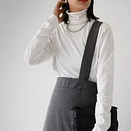 日本Antiqua|+4.5&deg;C快適溫感發熱衣|高領保暖舒適T恤|柔和氣質|簡約設計|可單穿可當內搭|加長袖拉長比例 L 白色