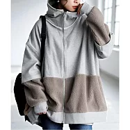 日本Antiqua|抓毛絨連帽外套|寬鬆長袖|高領帽T外套|小臉設計|雙邊口袋|堆疊搭配|男女適穿 淺灰