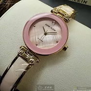 ANNE KLEIN安妮克萊恩精品錶,編號：AN00596,28mm圓形金色合金錶殼粉紅錶盤合金金色錶帶