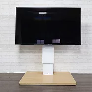 【H&R安室家】60~75吋 適用 台製氣壓式升降電視架(電視立架/落地架/螢幕支架/移動電視架) 黑+深咖啡50公斤(60~75吋)