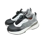Fila 慢跑鞋 J412A 中大童 小朋友 黑 灰 反光系列 旋鈕 運動鞋 斐樂 3J412A048 19cm BLACK/GREY