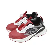 Fila 慢跑鞋 J412A 中大童 小朋友 紅 黑 反光系列 旋鈕 運動鞋 斐樂 3J412A208 19cm RED/BLACK