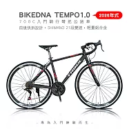 BIKEDNA TEMPO1.0 2026年式 700C入門騎行彎把輕量鋁合金彎把變速公路自行車SHIMANO21速搭載副煞前後快拆設計專為入門練騎而生- 黑紅