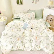 《DUYAN 竹漾》台灣製 精梳純棉單人床包二件組 / 春日萌兔