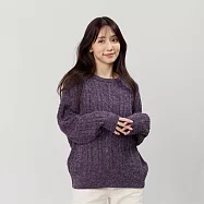 好我_Rita圓領麻花套頭針織毛衣 FREE 深紫