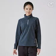 ADISI 女Super Soft抗起球半門襟保暖衣 AL2521079|雙面刷毛 抗靜電 快乾 吸濕排汗 L 深藍