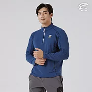 ADISI 男半門襟智能纖維速乾長袖上衣 AL2521081|單向導濕 快乾 吸濕排汗 透氣 環保 M 深海藍
