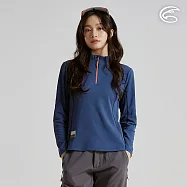 ADISI 女半門襟智能纖維速乾長袖上衣 AL2521082|單向導濕 快乾 吸濕排汗 透氣 環保 S 深海藍