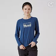 ADISI 女智能纖維速乾長袖圖騰上衣 AL2521084|單向導濕 快乾 吸濕排汗 透氣 環保 2XL 深海藍