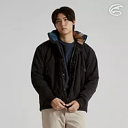 ADISI 男雙面穿超撥水抗風保暖外套 AJ2521056|防潑水 抗風 可收納帽 內裡羊羔絨 M 宇宙黑/大地迷彩藍