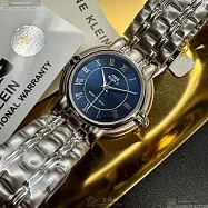 ANNE KLEIN安妮克萊恩精品錶,編號：AN00542,34mm圓形銀精鋼錶殼寶藍色錶盤精鋼銀色錶帶