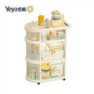 【Yeya也雅】速組摺疊式嬰兒床邊用收納推車(2門+1抽屜)-DIY- 奶白(透窗)