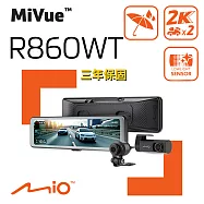 Mio MiVue R860WT 雙2K 車外鏡頭 Sony STARVIS2 WIFI GPS 金電容 後視鏡前後雙鏡 行車<贈U3 128G+拭鏡布+耳機+反光貼> 黑色