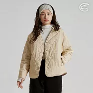 ADISI 女SMAWARM海洋溫控超撥水絎縫V領外套 AJ2521055|防潑水 蚵技棉 抗靜電 保暖外套 無領外套 L 霜咖