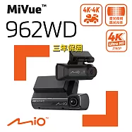 Mio MiVue 962WD 雙4KSony STARVIS2 星光級感光元件 WIFI GPS 金電容 前後雙鏡 行車記錄器 行車紀錄器(送U3 128G+布+耳機) 黑色